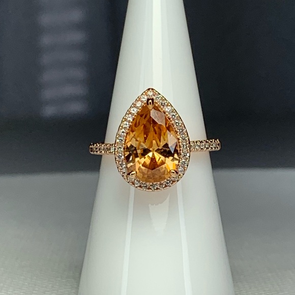 Jewelry - Rose Gold Plated Champagne CZ Ring